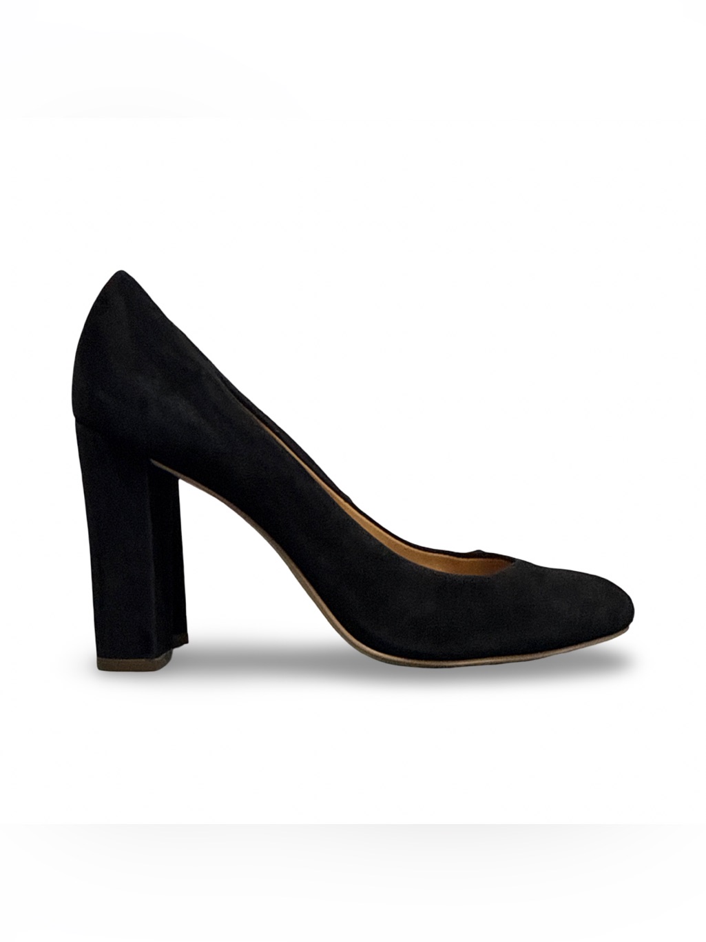 J.Crew Etta Pumps Black Suede 4" Block Heel Dress Shoes Women’s 7.5